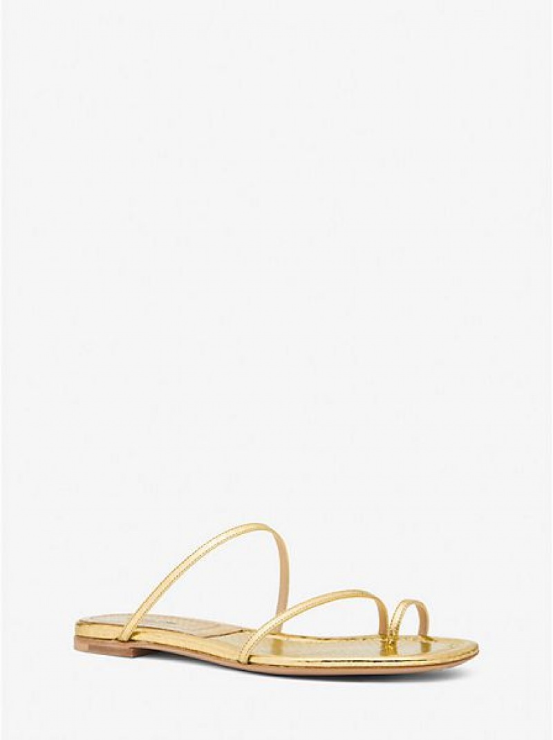 Sandales À Glissière Michael Kors Patti Metallic Python Embossed Cuir Femme Doré | 942168-OMA