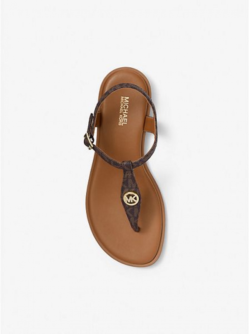 Sandales À Lanières Michael Kors Mallory Logo Femme Marron | 512846-DYP