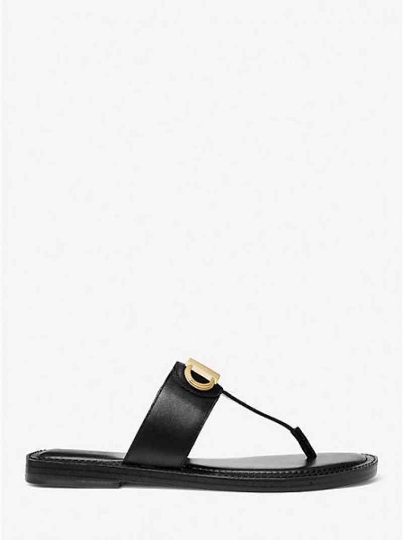 Sandales À Lanières Michael Kors Parker Cuir Femme Noir | 057826-MDU