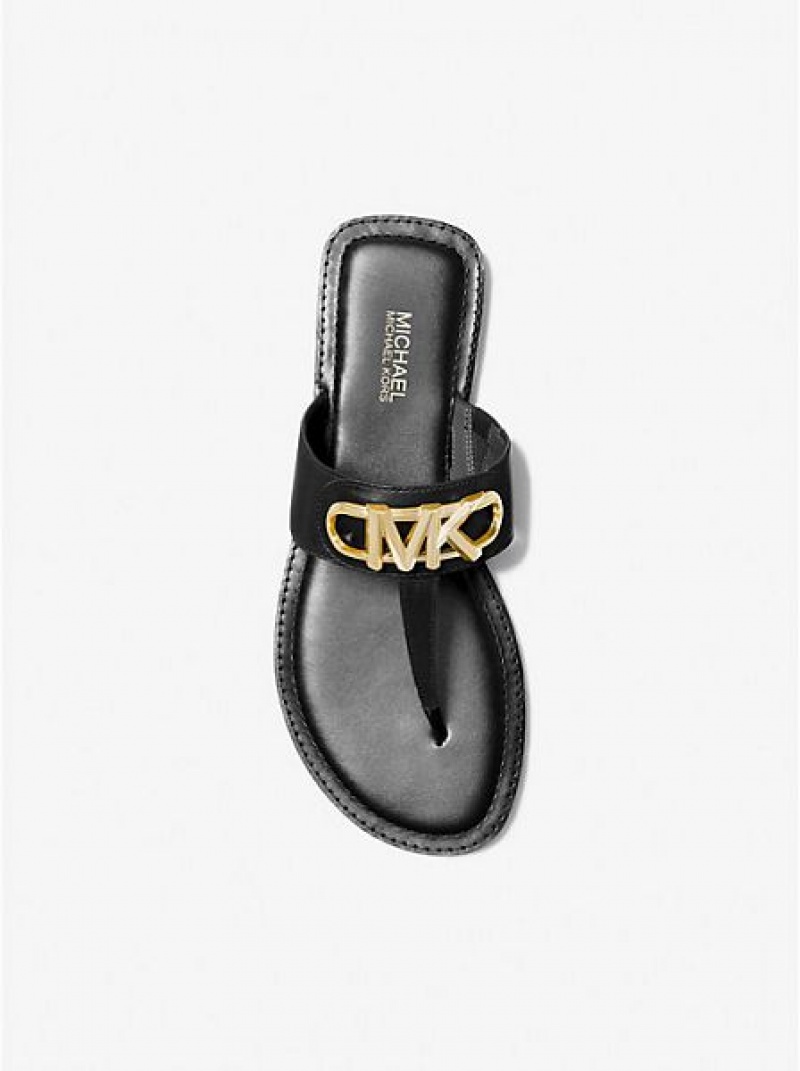 Sandales À Lanières Michael Kors Parker Cuir Femme Noir | 057826-MDU