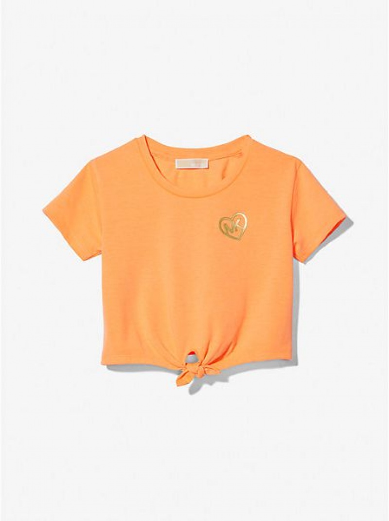 T Shirts Michael Kors Tie-front Stretch Jersey Enfant Corail | 740385-AEV