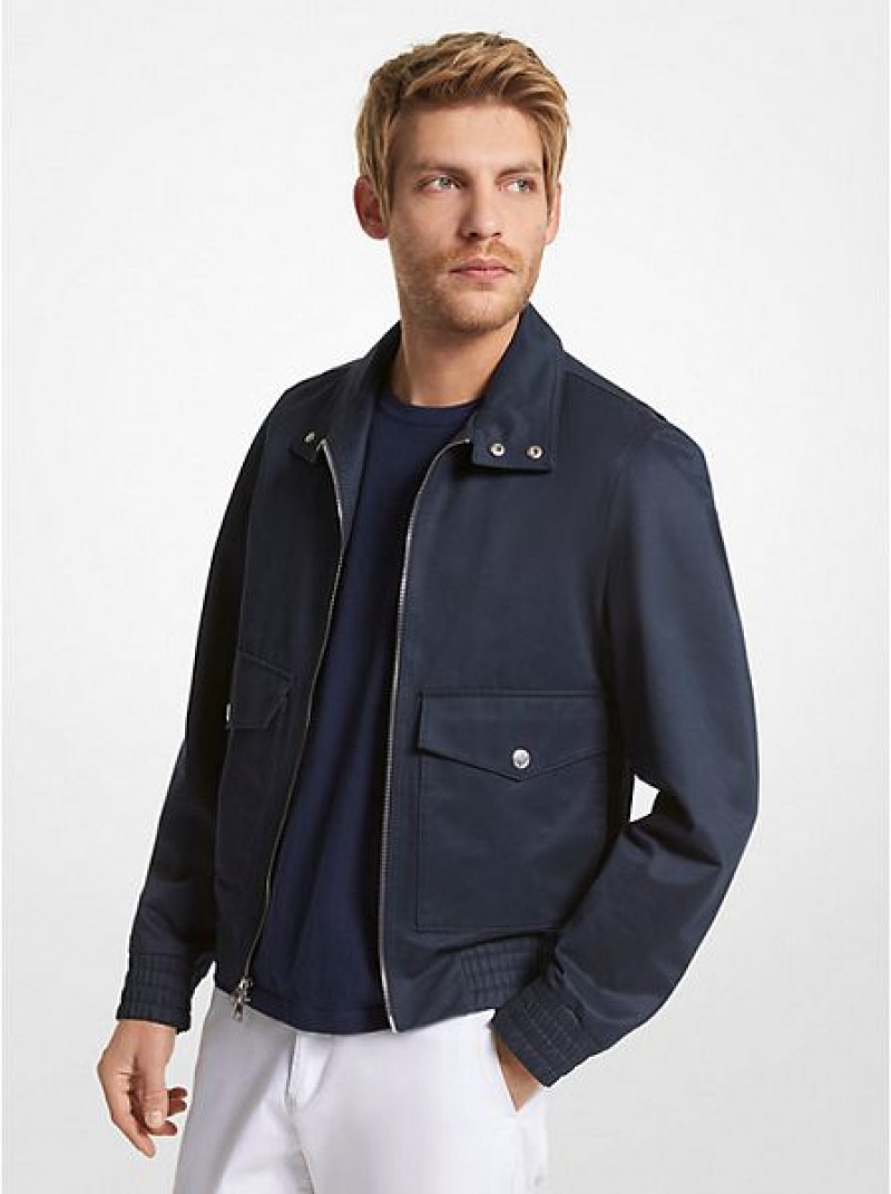 Vestes Michael Kors Coton Blend Blouson Homme Bleu Marine | 046238-UQC