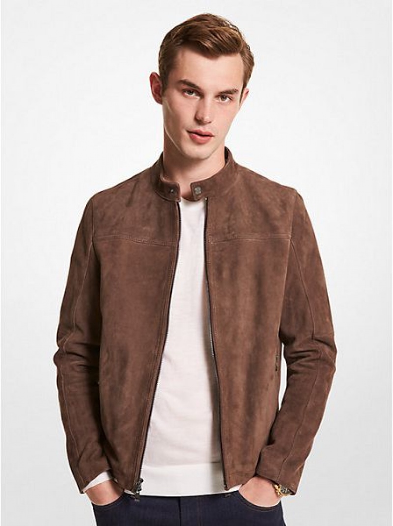 Vestes Michael Kors Cuir Racer Homme Marron | 529710-JBP