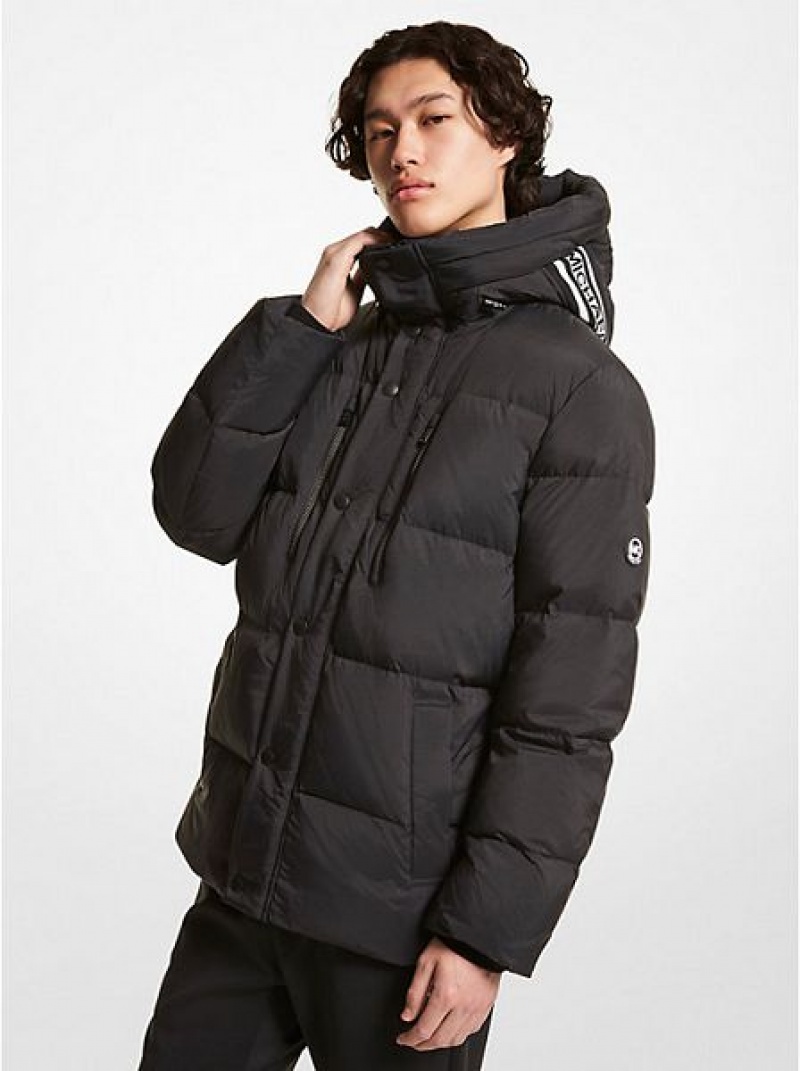 Vestes Michael Kors Logo Tape Matelassé Nylon Puffer Homme Noir | 175023-JYM