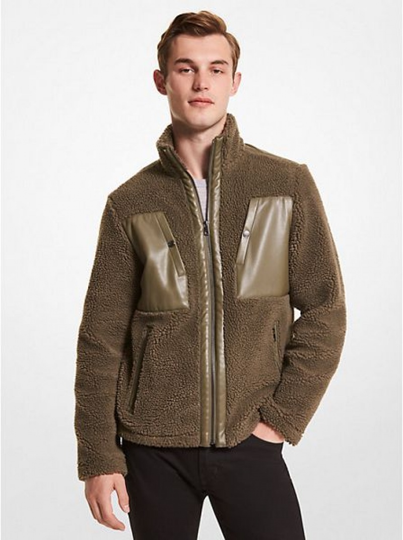 Vestes Michael Kors Sherpa Homme Vert Olive | 138429-FJH